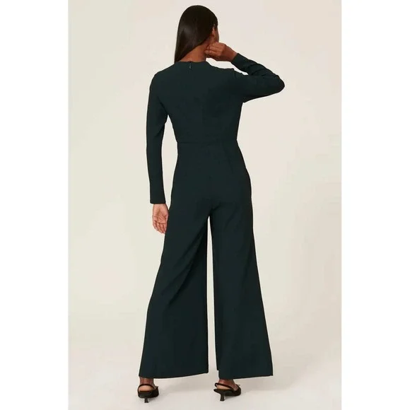 Adam‎ Lippes Green Jumpsuit Long Sleeve Wide Leg Crepe Career Casual Sz 6 - Picture 3 of 16